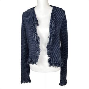 White House Black Market Navy Fringe Cardigan